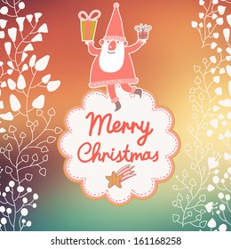 Funny Santa Claus in bright background with textbox in vector