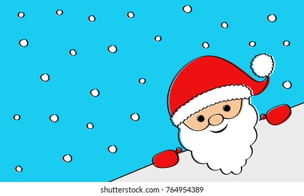 Funny Santa Claus in cartoon style with copyspace. Vector.