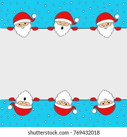 Funny Santa Claus in cartoon style with copyspace. Vector.	