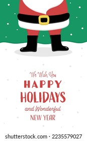 Funny Santa Claus. Christmas poster with wishes. Vector illustration