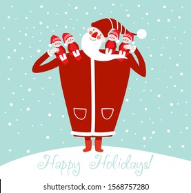 Funny Santa Claus. Cute Christmas vector illustration 