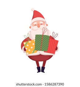 Funny Santa Claus, Cute Christmas and New Year Character, Winter Holidays Design Element Vector Illustration