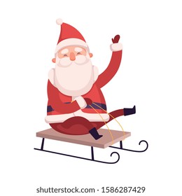 Funny Santa Claus, Cute Christmas and New Year Character, Winter Holidays Design Element Vector Illustration