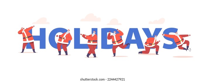 Funny Santa Claus Dancing on Christmas Holidays Concept. Funny Noel Character Making Dab Move, Dance Break And Hip Hop Style Dance, Dj Club Party Poster, Banner or Flyer. Cartoon Vector Illustration