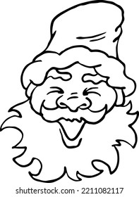 Funny Santa Claus face, hand drawn cartoon character, comic personage vector illustration. Decorative element, poster print, Christmas party invitation, postcard design. Traditional winter celebration