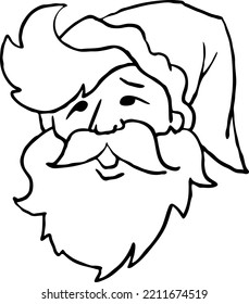 Funny Santa Claus face, hand drawn cartoon character, comic personage vector illustration. Decorative element, poster print, Christmas party invitation, postcard design. Traditional winter celebration