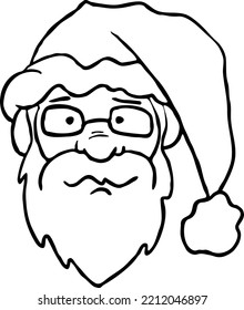 Funny Santa Claus face, hand drawn cartoon character, comic personage vector illustration. Decorative element, poster print, Christmas party invitation, postcard design. Traditional winter celebration
