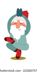 Funny Santa Claus flat icon Meditation Healthy hobby