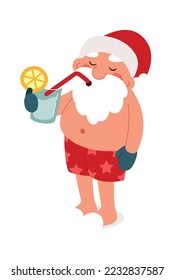 Funny Santa Claus Wohnung Ikone Urlaub Drink Cocktail