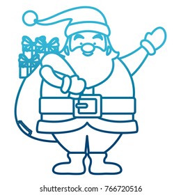 Funny santa claus with gifts cartoon