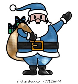 Funny santa claus with gifts cartoon