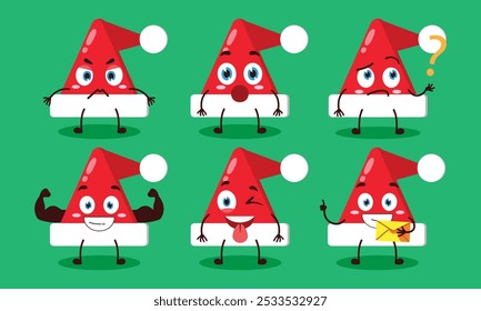 funny Santa Claus hat cartoon with different expressions character design illustration