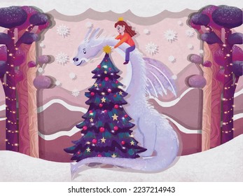 Funny Santa Claus Merry Christmas Happy New Year Celebration Gift Postcard Website illustration