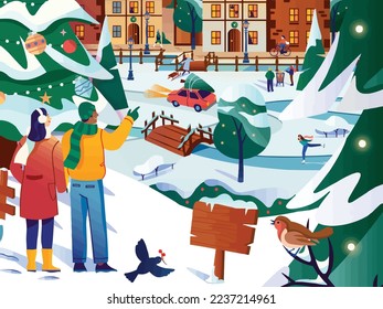 Funny Santa Claus Merry Christmas Happy New Year Celebration Gift Postcard Website illustration