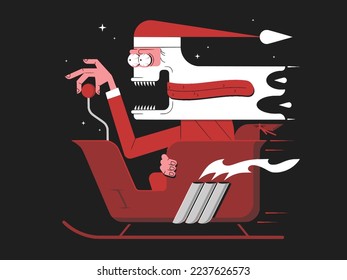 Funny Santa Claus Merry Christmas Happy New Year Celebration Snowman Cute Cat psycho santa Gift Postcard Website illustration