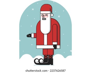 Funny Santa Claus Merry Christmas Happy New Year Celebration Snowman Cute Cat psycho santa Gift Postcard Website illustration