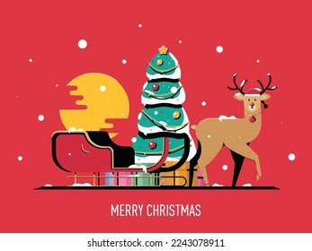 Funny Santa Claus Merry Christmas Happy New Year Celebration Gift Postcard Website illustration