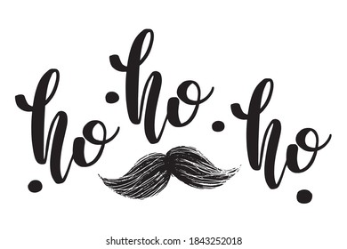 Funny santa claus phrase "ho-ho-ho". for birthday and new year greeting card, for party, invitation card.