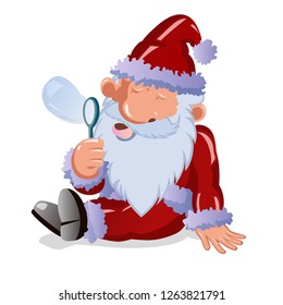 funny santa claus playing with bubbles vector