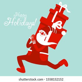 Funny Santa Claus with presents