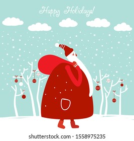 Funny Santa Claus with presents