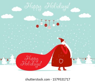 Funny Santa Claus with presents
