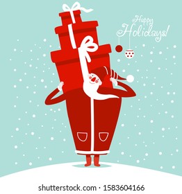Funny Santa Claus with presents