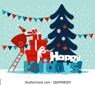Funny Santa Claus with presents