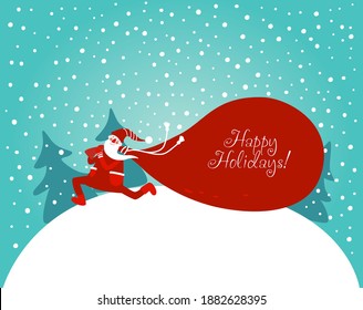 Funny Santa Claus with presents