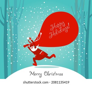 Funny Santa Claus with presents