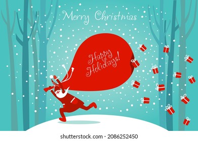 Funny Santa Claus with presents