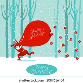 Funny Santa Claus with presents