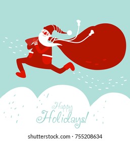 Funny Santa Claus with presents