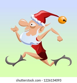 funny santa claus running outfit vector