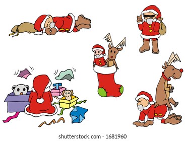 Funny Santa Claus set 1 (vector image scalable to any size)