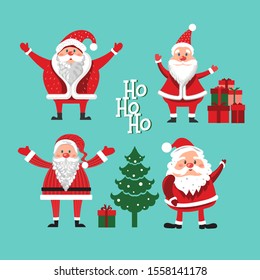 Funny Santa Claus set for Christmas greeting card element