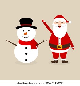 Funny Santa Claus and Snowman for christmas 