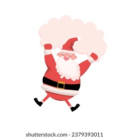 Funny Santa Claus with speech bubble on white background