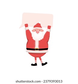 Funny Santa Claus with speech bubble on white background