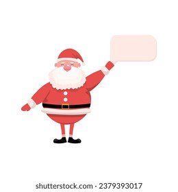 Funny Santa Claus with speech bubble on white background