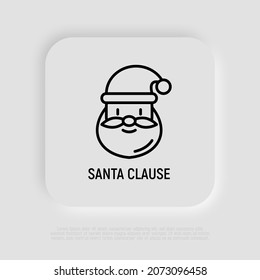 Funny Santa Claus thin line icon. Modern vector illustration, symbol of Christmas.