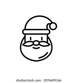 Gracioso icono de la delgada línea de Santa Claus. Ilustración vectorial moderna, símbolo de la Navidad.