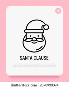 Funny Santa Claus Thin Line Icon. Modern Vector Illustration, Symbol Of Christmas.