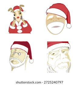 Funny Santa Claus Vector Set – Humorous Christmas Illustration