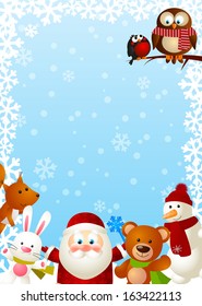 Funny Santa with cute animals
