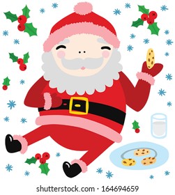 Funny Santa Eating Cookies and Milk
