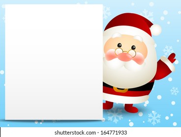 Funny Santa with empty paper sheet