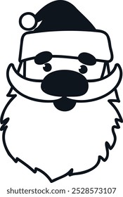 Funny Santa face. Christmas Santa vector illustration.