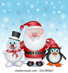 Funny Santa with friends.