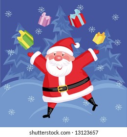Funny Santa with gifts